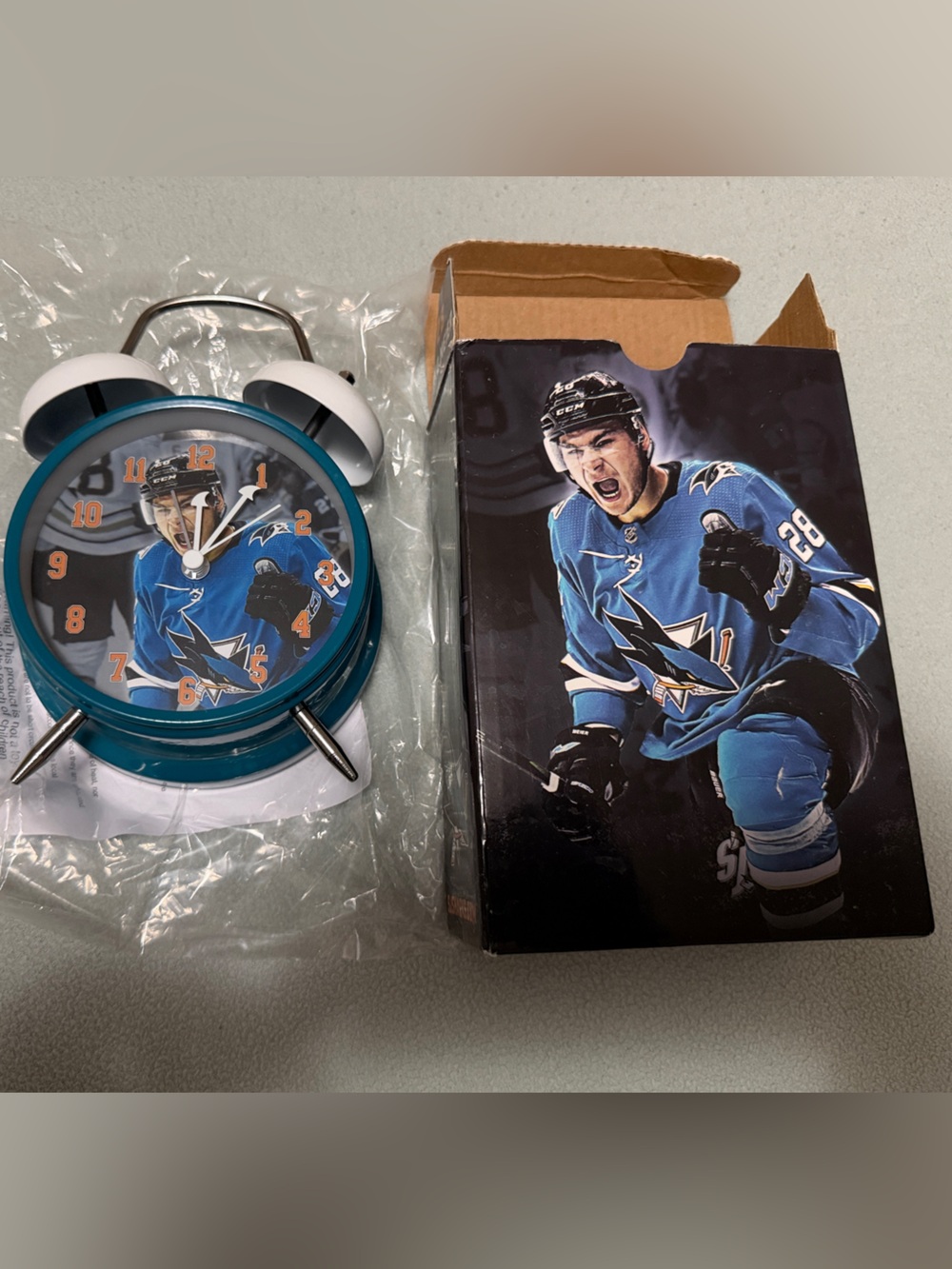 San Jose Sharks Teal Twin Bell Alarm Clock - NHL Team Design